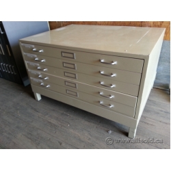 Beige 5 Drawer Map Plan File with Legs